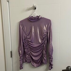 Shimmering Purple Ruched Women's Top